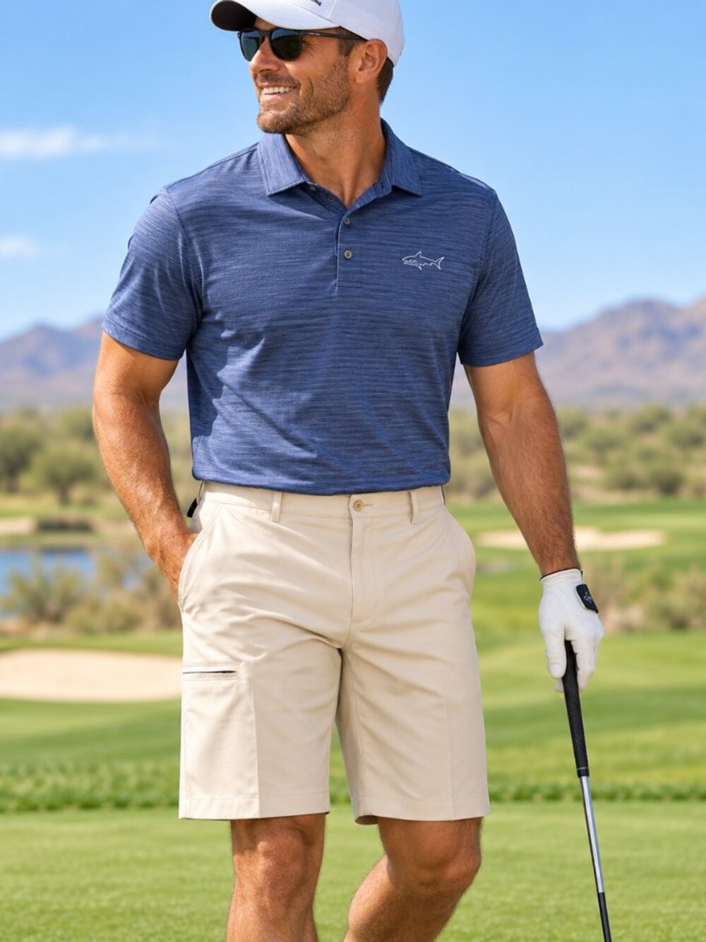 Greg Norman Men’s Size 38 Beige Stretch Performance 10” Inseam Golf Shorts